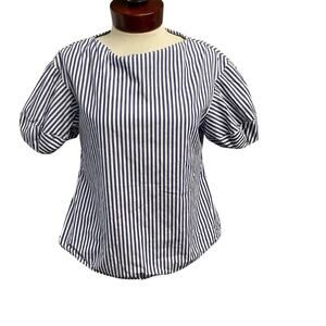 Tish Cox Size XXS Womens Blue Striped Blouse Puff Sleeve Top